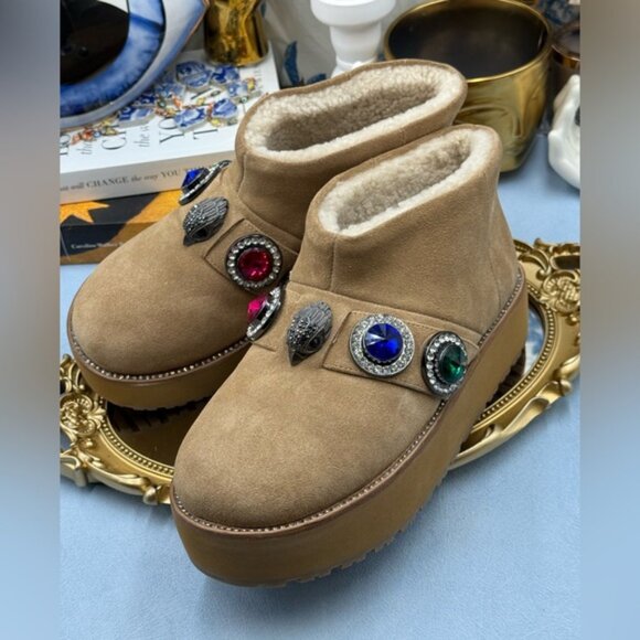 🆕 KURT GEIGER LONDON 🧿 NWOB Octavia Teddy Bootie, Sz EU37 US 7 - Picture 8 of 14